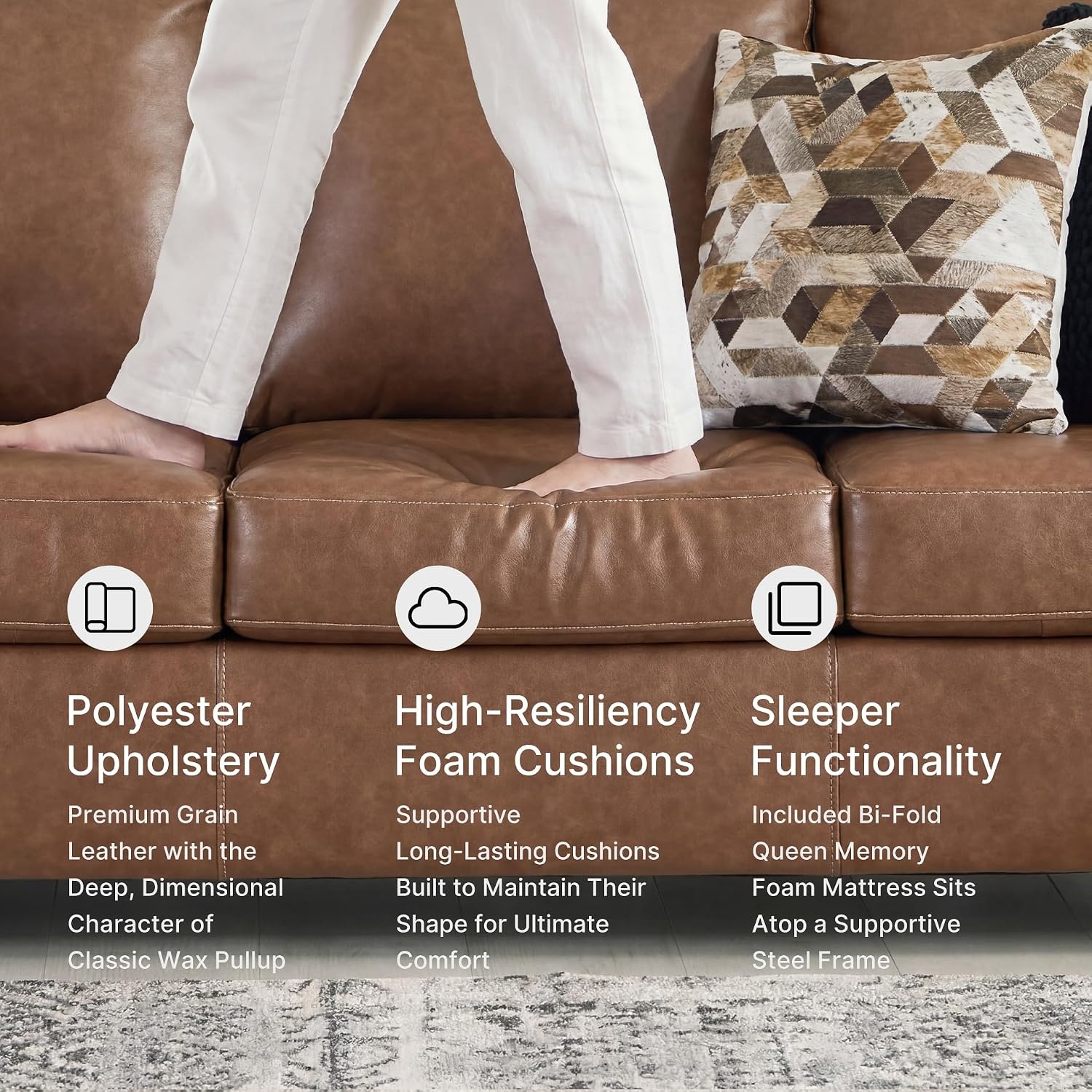 image:imageSignature Design by Ashley Leather Rocker Recliner Chair BlueCarmel