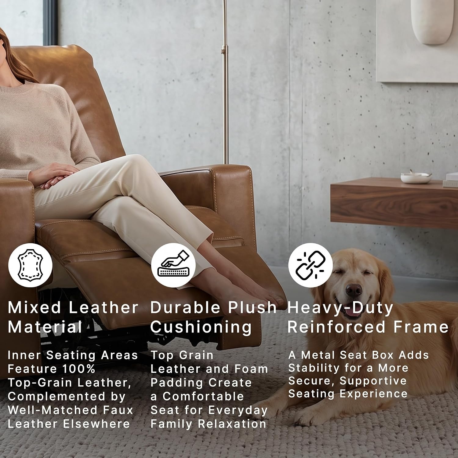 image:imageSignature Design by Ashley Leather Rocker Recliner Chair BlueCarmel