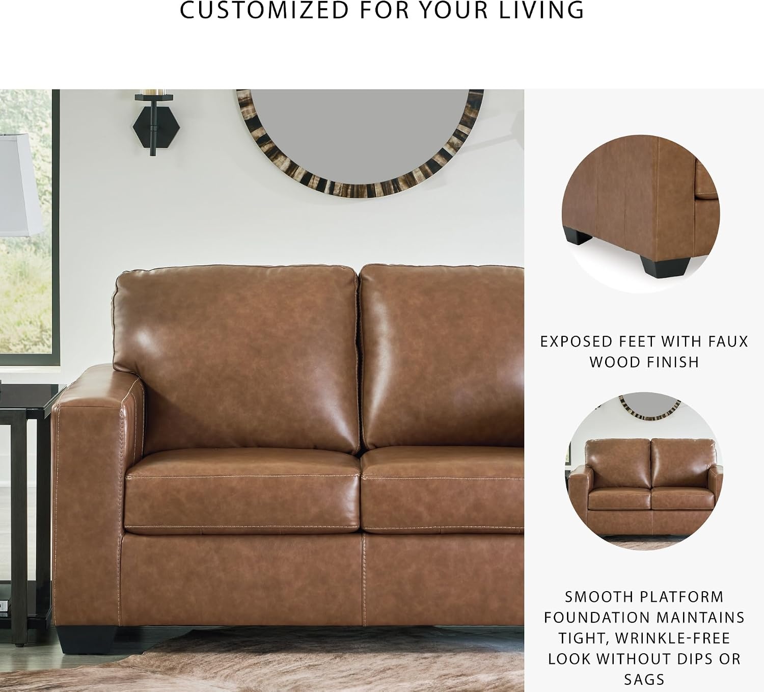 image:imageSignature Design by Ashley Leather Rocker Recliner Chair BlueCarmel