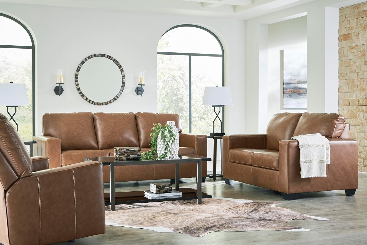 image:imageSignature Design by Ashley Leather Rocker Recliner Chair BlueCarmel