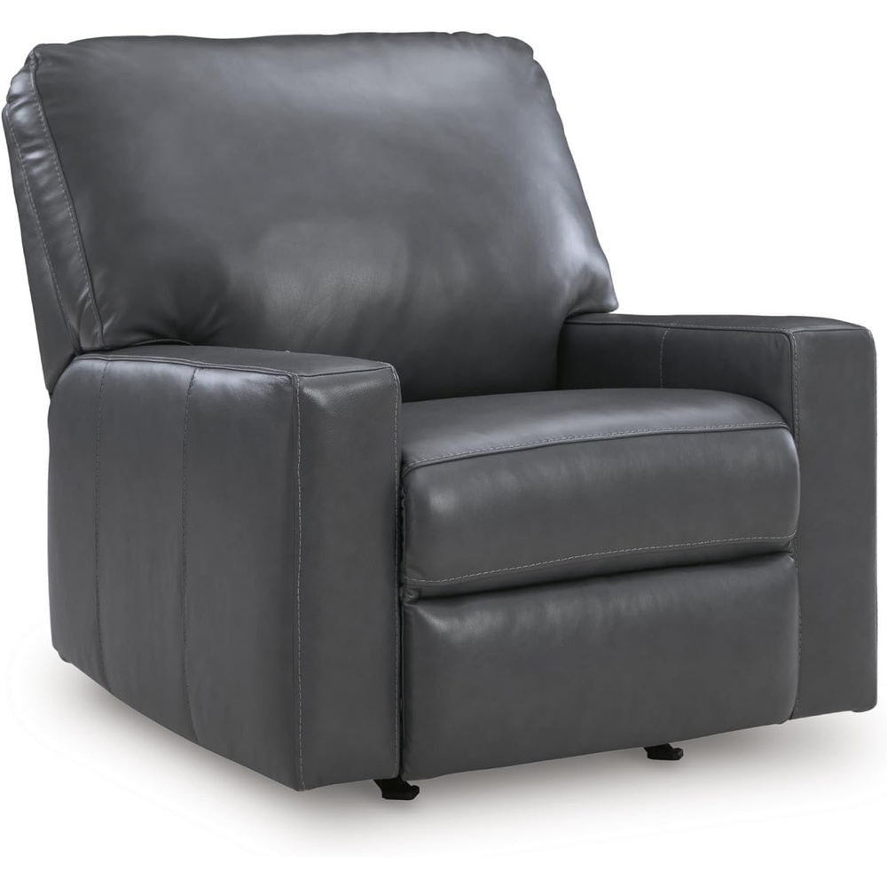 image:imageSignature Design by Ashley Leather Rocker Recliner Chair BlueGrey