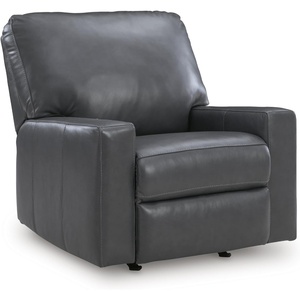 Signature Design by Ashley Leather Rocker Recliner Chair, Blue(Grey)