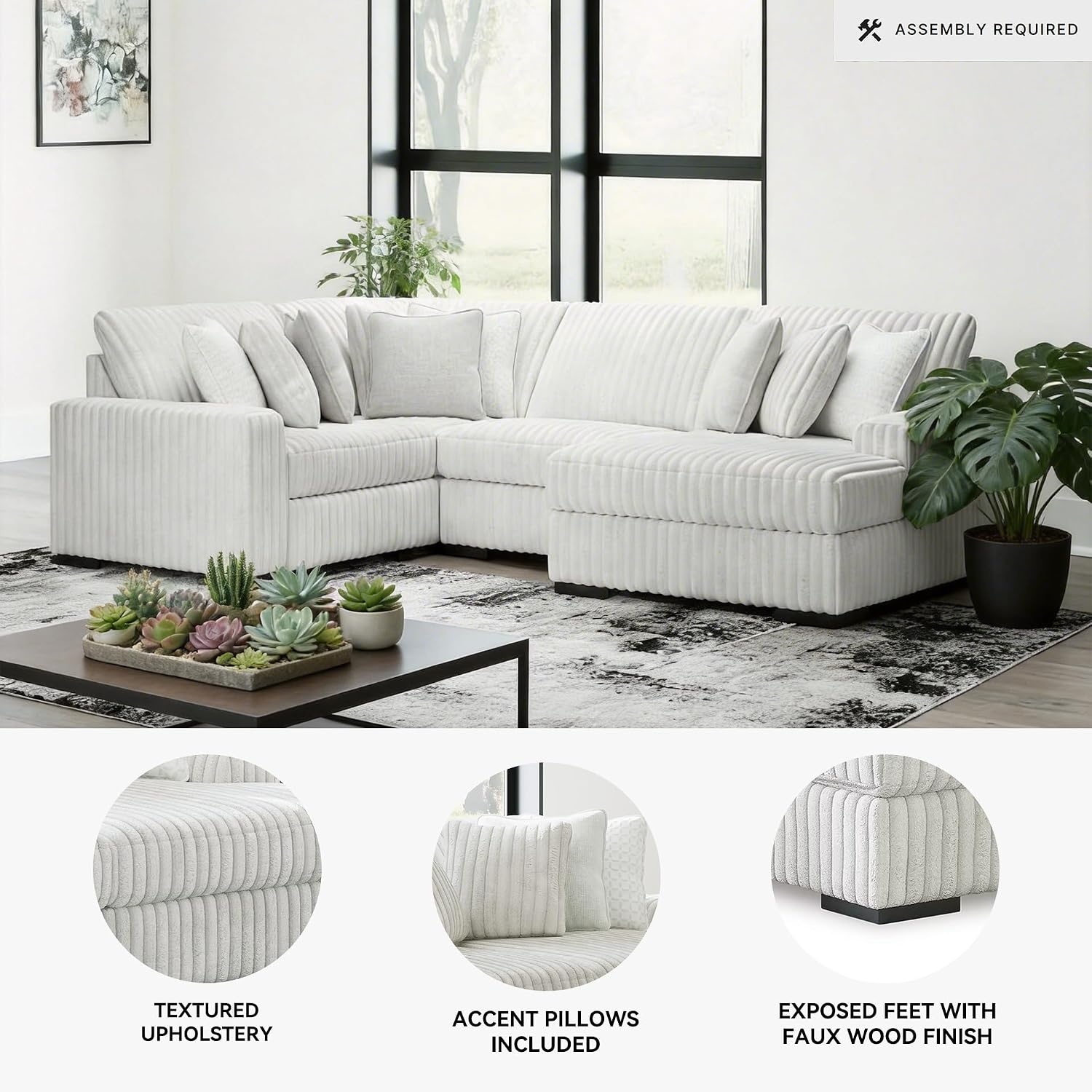 image:imageSignature Design by Ashley 4Piece Sectional with Chaise Jumbo Cord