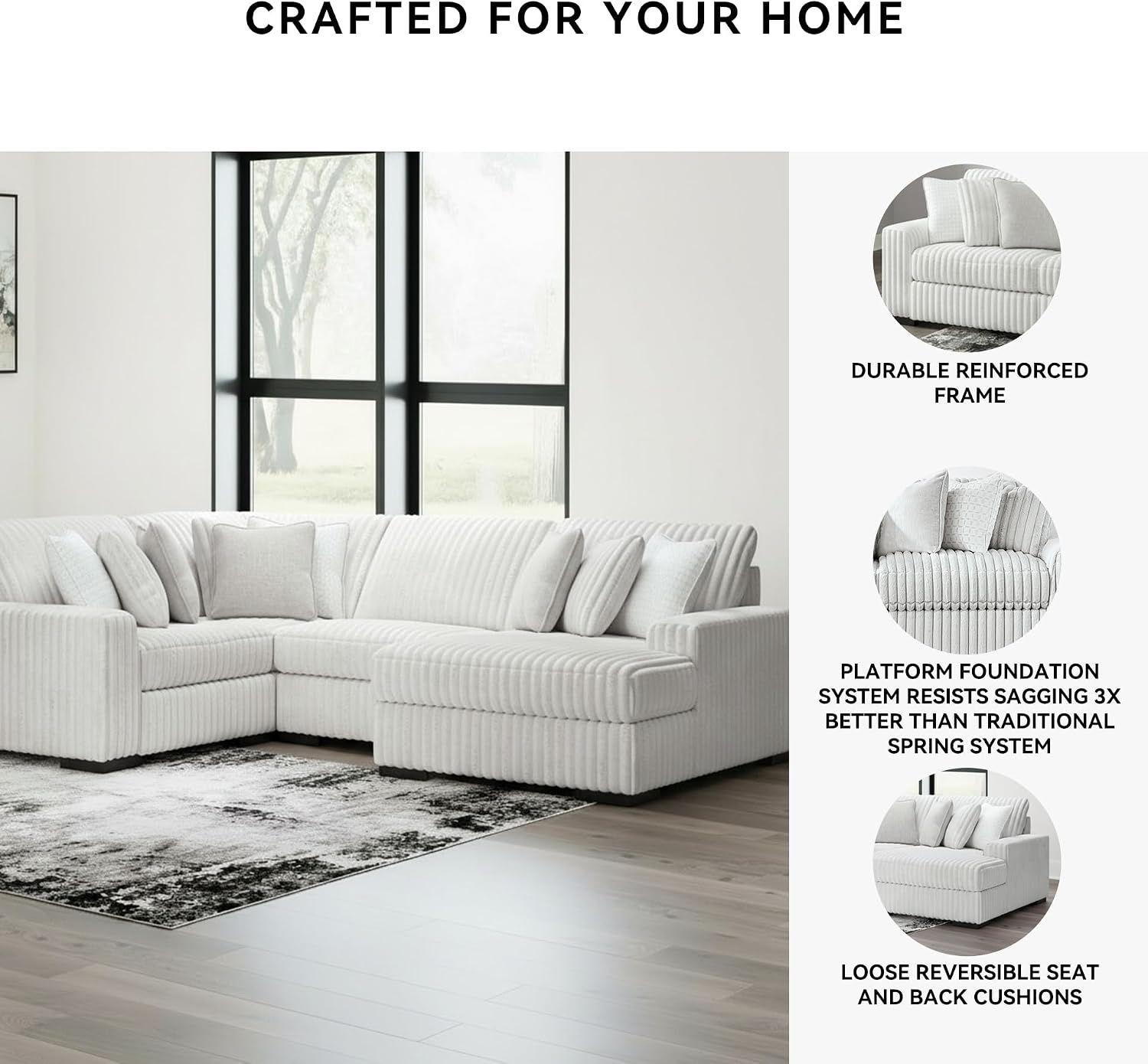 image:imageSignature Design by Ashley 4Piece Sectional with Chaise Jumbo Cord
