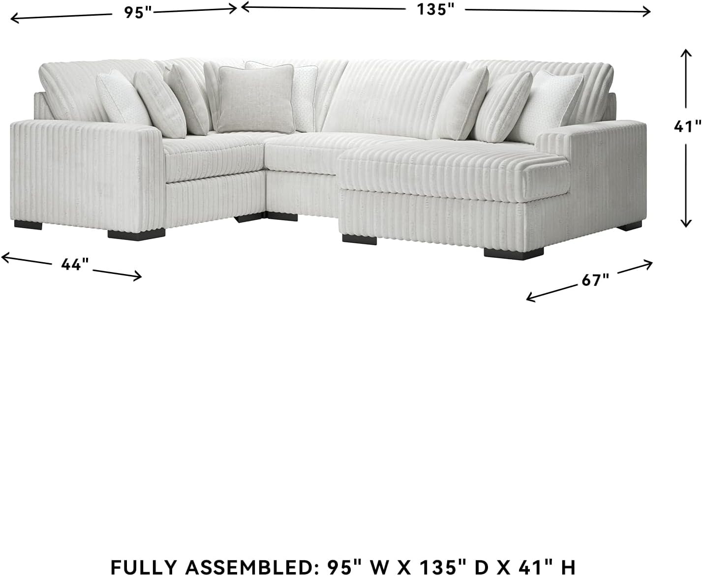 image:imageSignature Design by Ashley 4Piece Sectional with Chaise Jumbo Cord